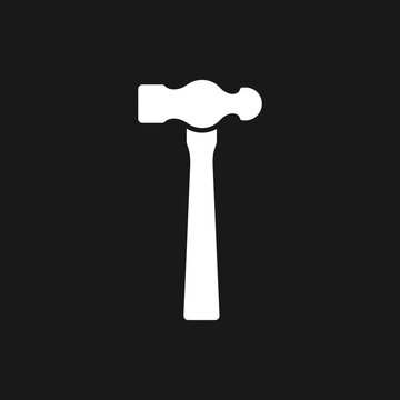 Ball-peen hammer tool icon silhouette on black background.