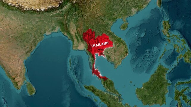 3D Map Animation Highlighting Thailand Waving National Flag