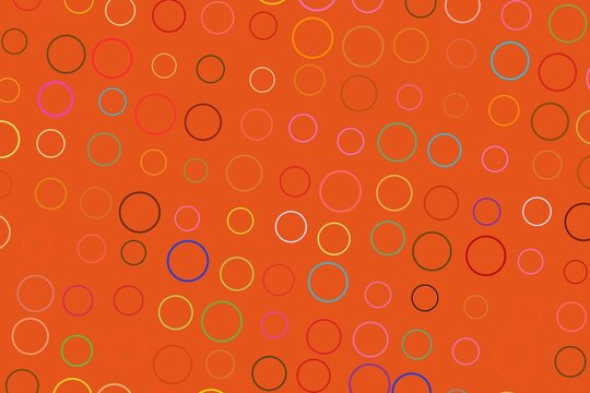 Colorful circles on orange background abstract pattern