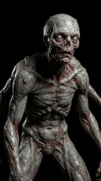 Creature monster zombie undead concept with horror veins multiarm representing a transformation mutant biological creation render detailed realism, for intense film production and frightening characte
