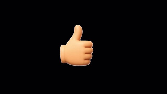 3d Thumbs Up Like Animation with Transparent Background - 4K Landscape Horizontal