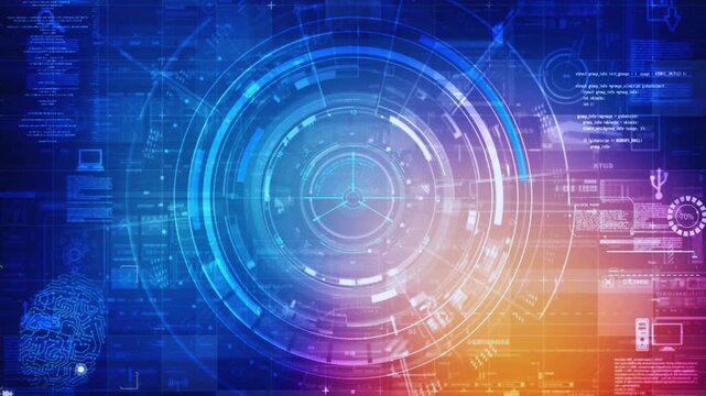 Futuristic digital interface radar screen hud technology background holographic hud circular scanner data analysis virtual control abstract tech holographic hud circular scanner data analysis