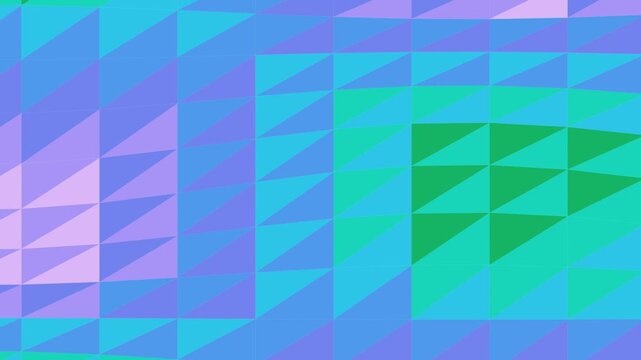 Geometric digital art with a gradient of pastel purple, blue, and green triangles creating a soft, undulating mesh pattern.