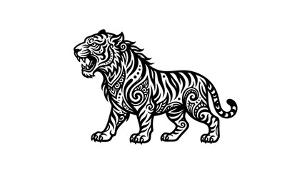 Obraz premium Patterned full body tiger tribal art.
