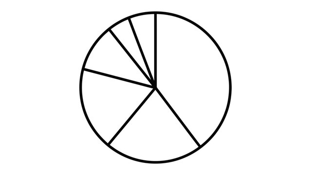 Pie Chart Analysis: A simple, clean black and white pie chart representing data distribution and proportion.