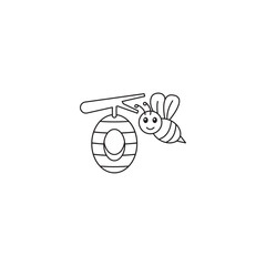 Cute bee with honeycomb hive line art honeycomb minimalist illustration coloring wildlife