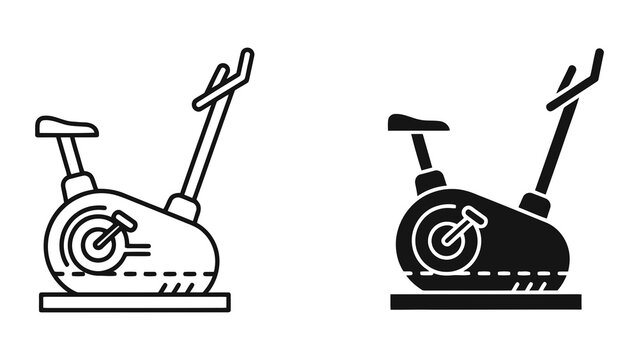 Stationary exercise bike vector icon set for cardio workouts and fitness equipment