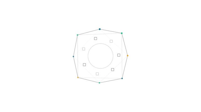 Minimalist abstract geometric vector icon of radar chart or network node diagram on white background