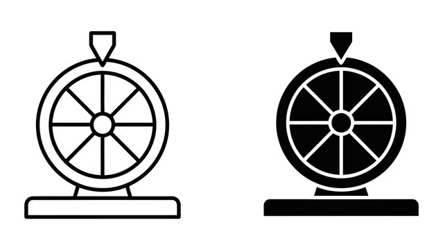 Fortune wheel game vector icon set isolated on white background for casino and lottery