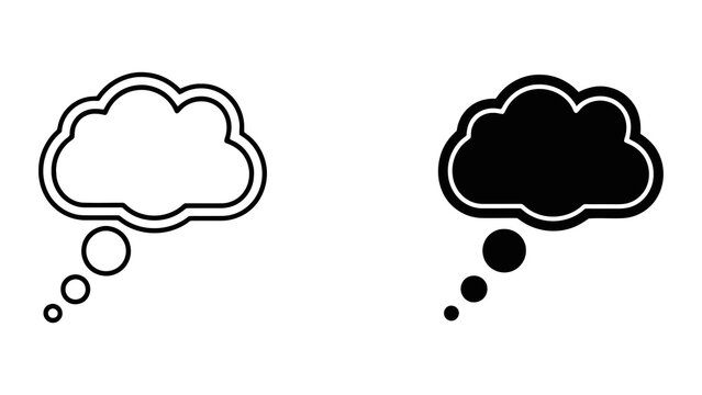 Thought bubble vector icon set isolated on white background for creative idea communication