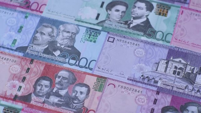 Dominican peso banknotes and coins as a instrument of trade and exchange. Dominican peso