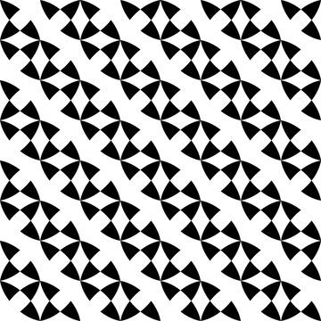 Seamless pattern with geometric motifs in black and white