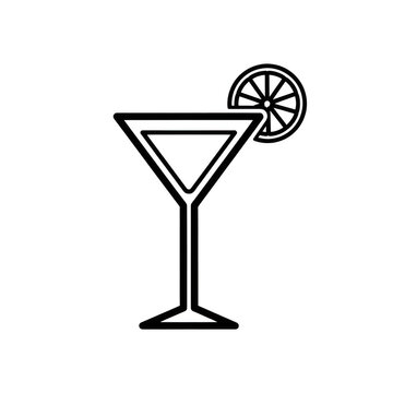 Martini glass with lime slice isolated on transparent background