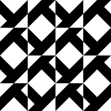 Seamless pattern with geometric motifs in black and white