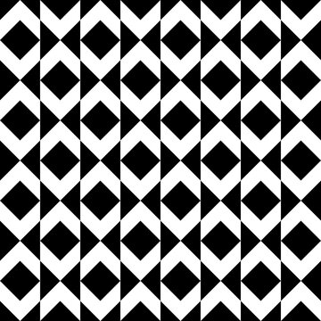 Seamless pattern with geometric motifs in black and white