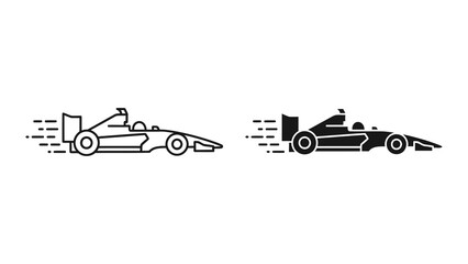 Fototapeta premium Fast formula one race car silhouette vector illustration isolated on transparent