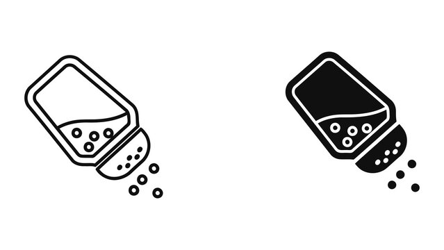 Handheld salt shaker sprinkling seasoning vector icon set for culinary design
