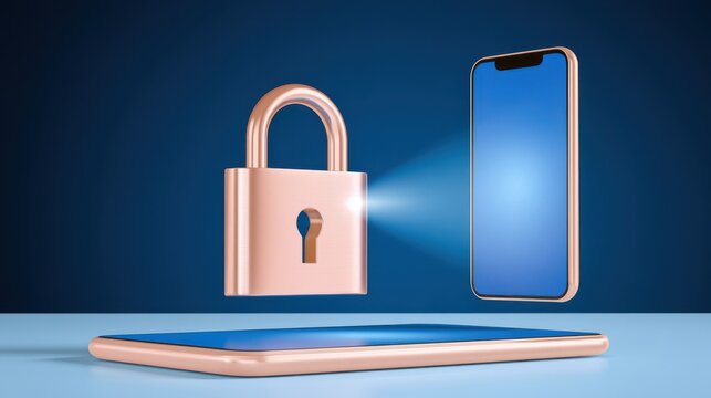 Glowing lock and smartphone illustrating two factor authentication concept