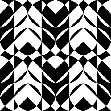 Seamless pattern with geometric motifs in black and white