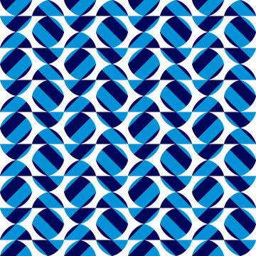 Seamless pattern with geometric motifs in three colors