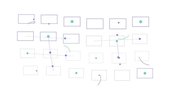 Minimalist digital graphic representing a sequence of animation keyframes or experimental data visualization process
