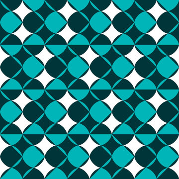Seamless pattern with geometric motifs in three colors