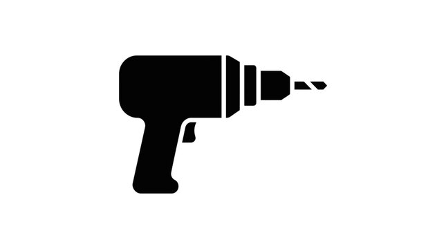 Black silhouette of a cordless electric power drill icon isolated on white background