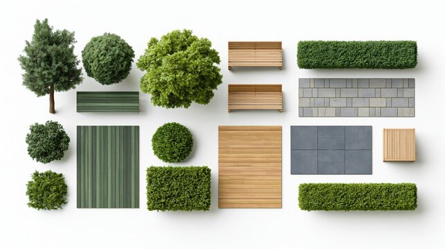 The Outdoor Landscape Elements Layout for Urban Parks and Gardens