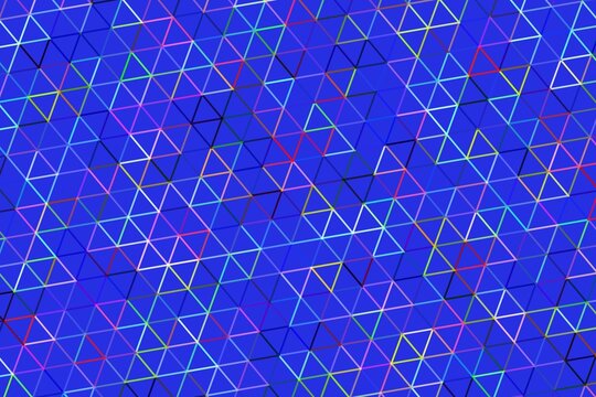Colorful geometric pattern with triangles and lines on blue background