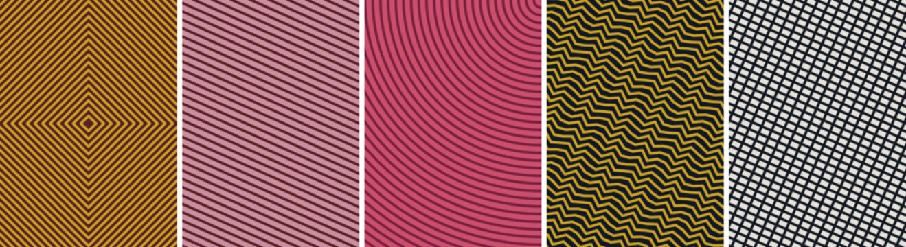 Collection of abstract geometric line patterns featuring squares triangles and waves geometric abstract