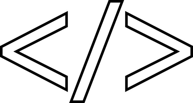 Coding Code Icon programming, Development, HTML, CSS, JavaScript, Developer and Software Symbols, Flat and Line Vector Isolated on Transparent Background