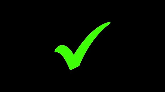 Animated Green Check Mark Icon on Black Background