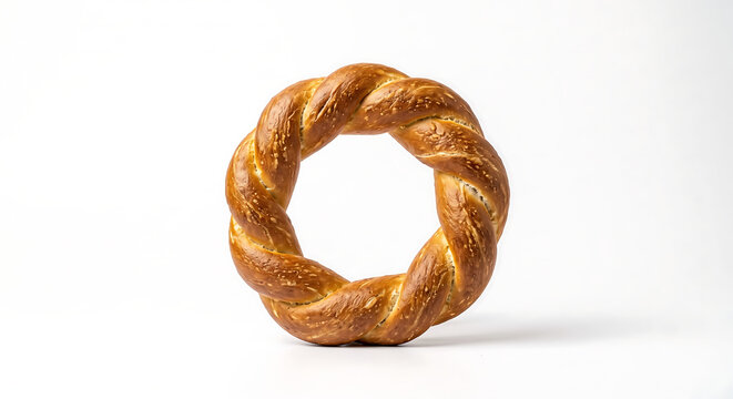Authentic Romanian Covrigi Pretzel Isolated on White Background