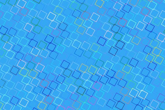Abstract geometric pattern with blue squares and lines