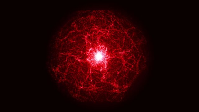 Red Plasma Energy particles wave with Glowing Particles and Futuristic Abstract Light. Explosion flame wave. Seamless looping background