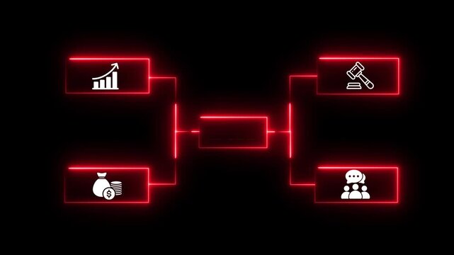 Glowing Neon SQL Tech Flowchart Bracket Animation Neon Graphic Diagram Animation Showing  Concept with Business Icons Organization Chart Animation with Business Icons.