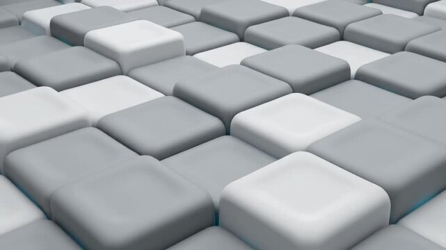 Abstract 3D square tile background with rounded corners in a modern geometric pattern, seamless looping animation