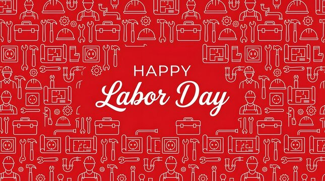 Happy labor day celebration background featuring festive red design elements for honoring workers in canada labor canada