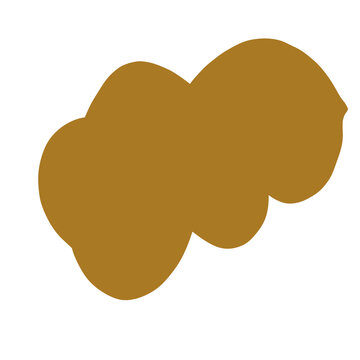 Organic, amorphous golden shape on a stark white background