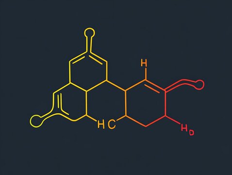 Chemical molecular structure of cannabinoid compound illustration