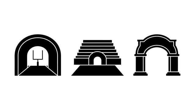 Three Different Architectural Tunnel and Arch Design Illustrations With Clean Lines