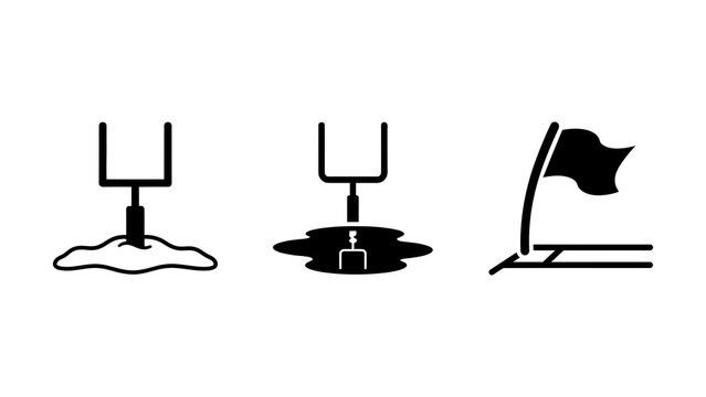 Three different types of flagpole designs with transparent background