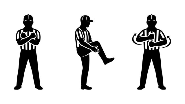 Three Referee Icons Showing Different Signals On Transparent Background