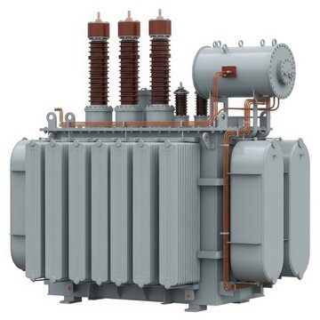 Power transformer with three bushings isolated isolated on white background