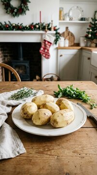 Rustic wooden surface holding fresh herbs and green ingredients for cooking inspiration, perfect for culinary themes or natural wellness content, overhead shot perspective