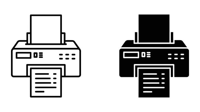 Office printer printing document vector icon isolated on white background