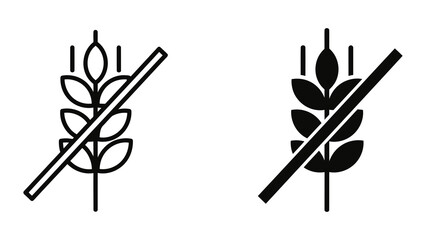 Fototapeta premium Gluten free wheat ear sign vector icon for food packaging and dietary health labels