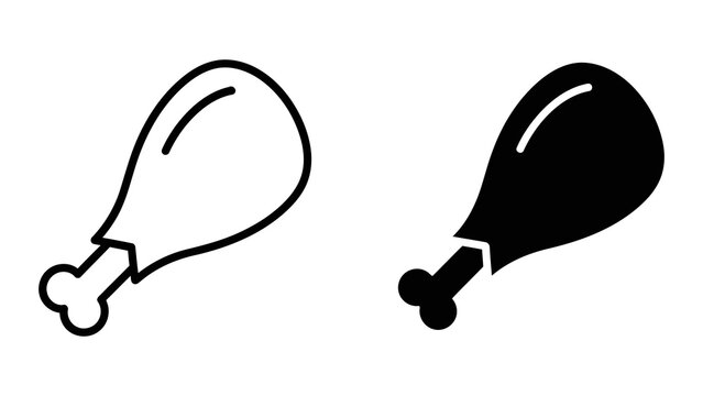 Roasted chicken leg drumstick vector icon set isolated on transparent background