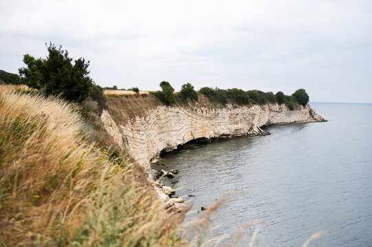 Beautiful white chalk cliffs at Stevns Klint in Denmark.