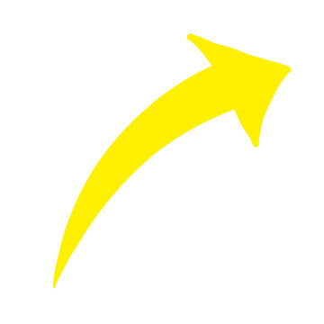 Bright yellow arrow curves upwards and to the right